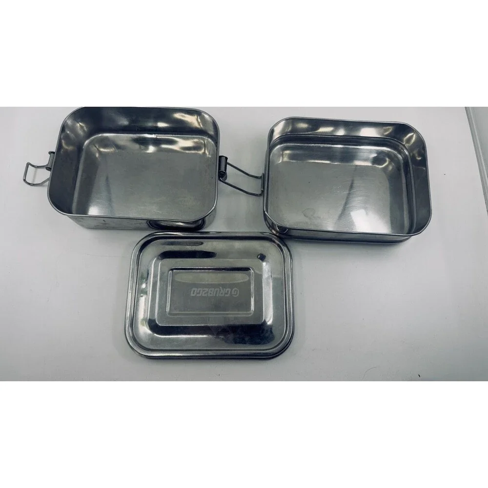 Grub2Go Premium Stainless Steel Bento Lunch Box, 2-Tier Stacking with Lid